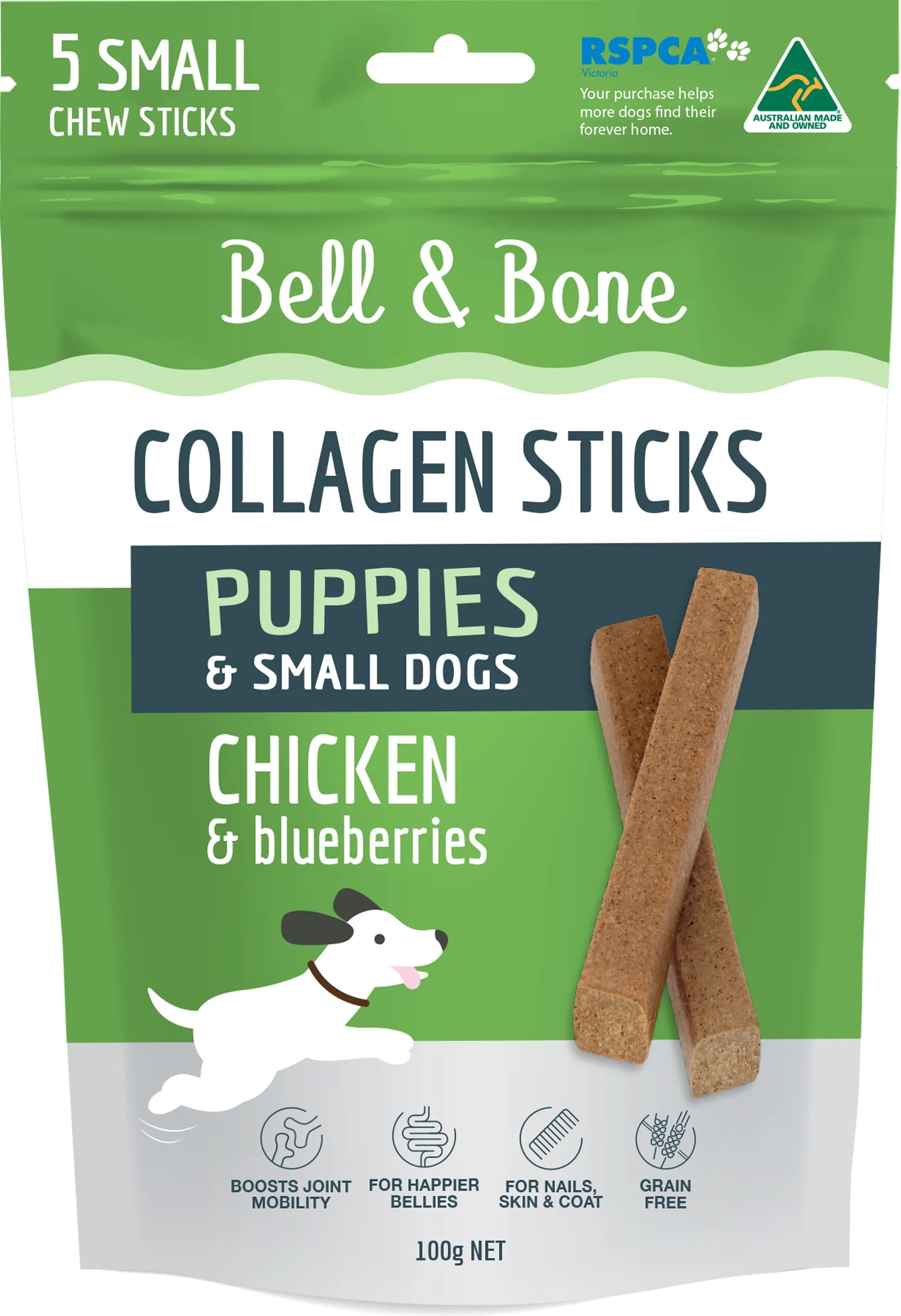 Bell & Bone Collagen Dental Stick for Puppies - Chicken & Blueberry