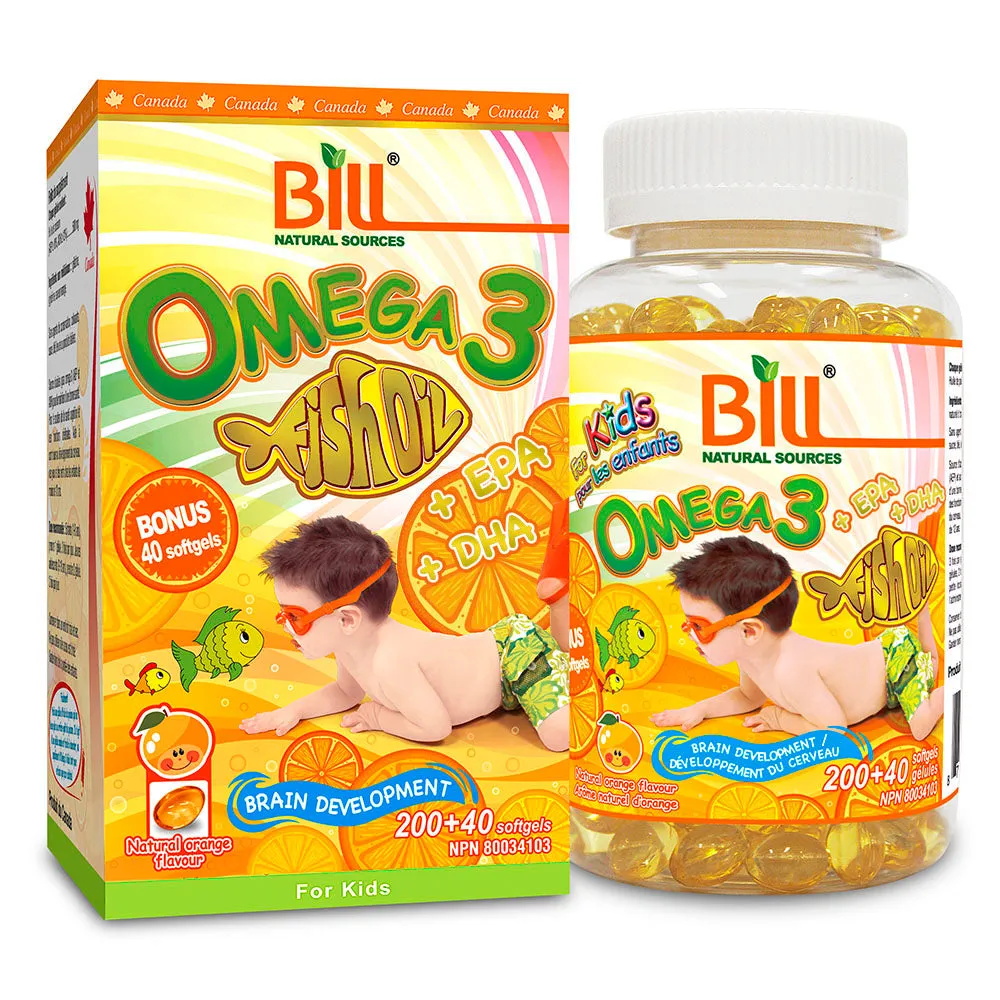 BILL Natural Sources® Fish Oil for Kids Orange Flavour 500mg 240 Softgels