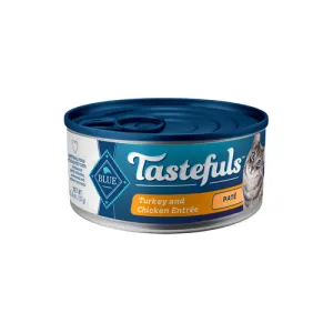 Blue Buffalo Tastefuls Natural Pate Wet Cat Food, Turkey & Chicken Entrée, 5.5-oz Case of 12