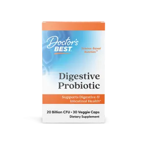 Doctor's Best Digestive Probiotic with Howaru, 20 Billion CFU, 30 Veggie Caps