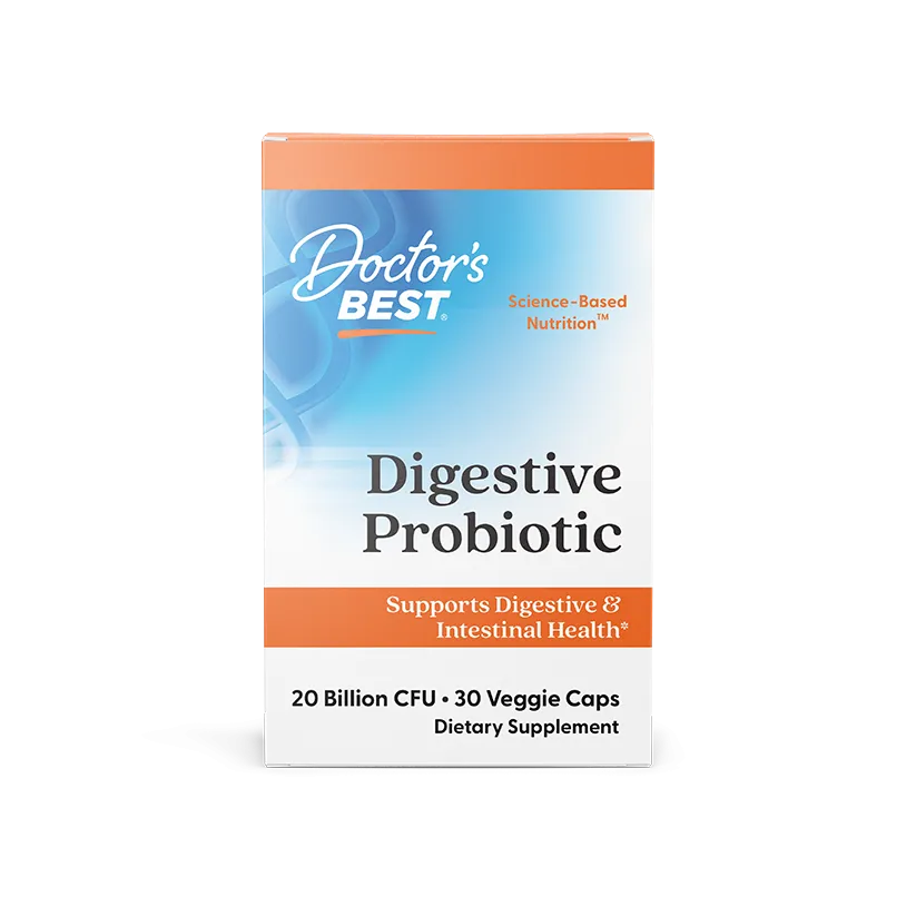 Doctor's Best Digestive Probiotic with Howaru, 20 Billion CFU, 30 Veggie Caps