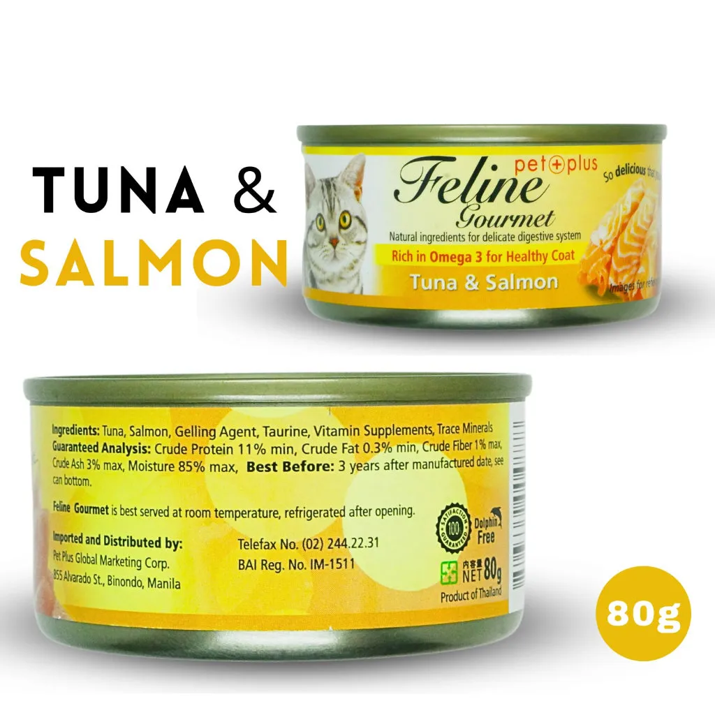 Feline Gourmet Wet Cat Food in Can 80g for Adult/Kitten Rich in Omega 3