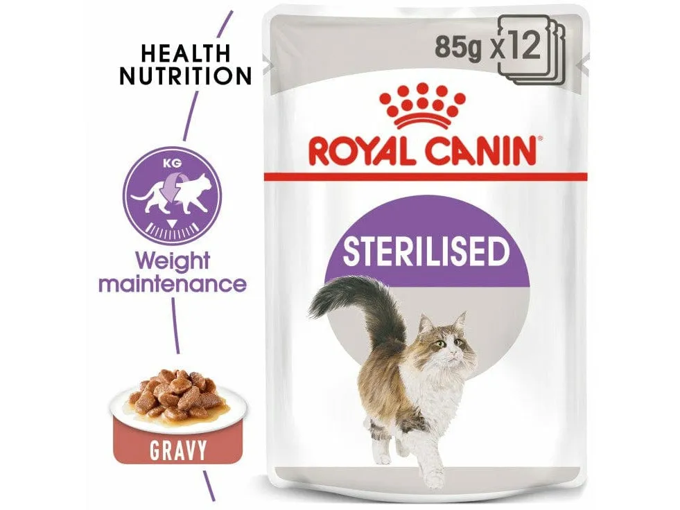 Feline Health Nutrition Sterilised Gravy (Wet Food - 12X85G Pouches)