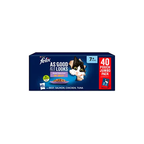 Felix As Good As It Looks Senior Mixed Selection in Jelly 40 x 100g Wet Cat Food