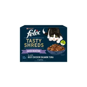 FELIX Tasty Shreds Mixed Selection in Gravy 12 x 80g Wet Cat Food