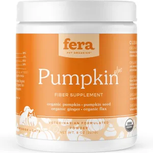 Fera Pets Organic Pumpkin Plus Fiber Support Supplement Powder For Cats & Dogs 8oz