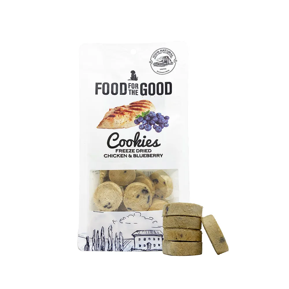 Food For The Good Dog & Cat Treats Freeze Dried Cookie Chicken & Blueberry 70g