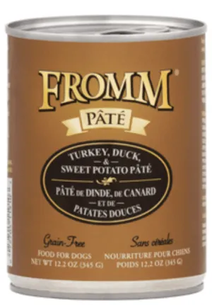 Fromm Gold Turkey Duck & Sweet Potato Pate Canned Dog Food 12.2 oz