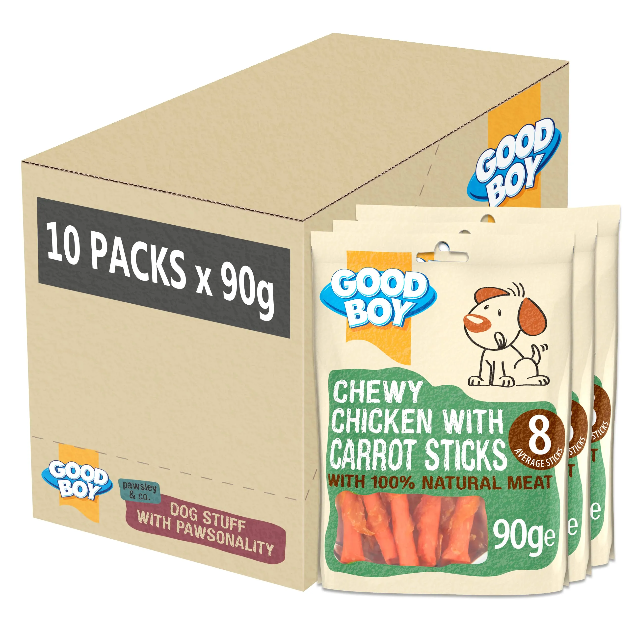 Good Boy 10x90g Chewy Chicken & Carrot Sticks