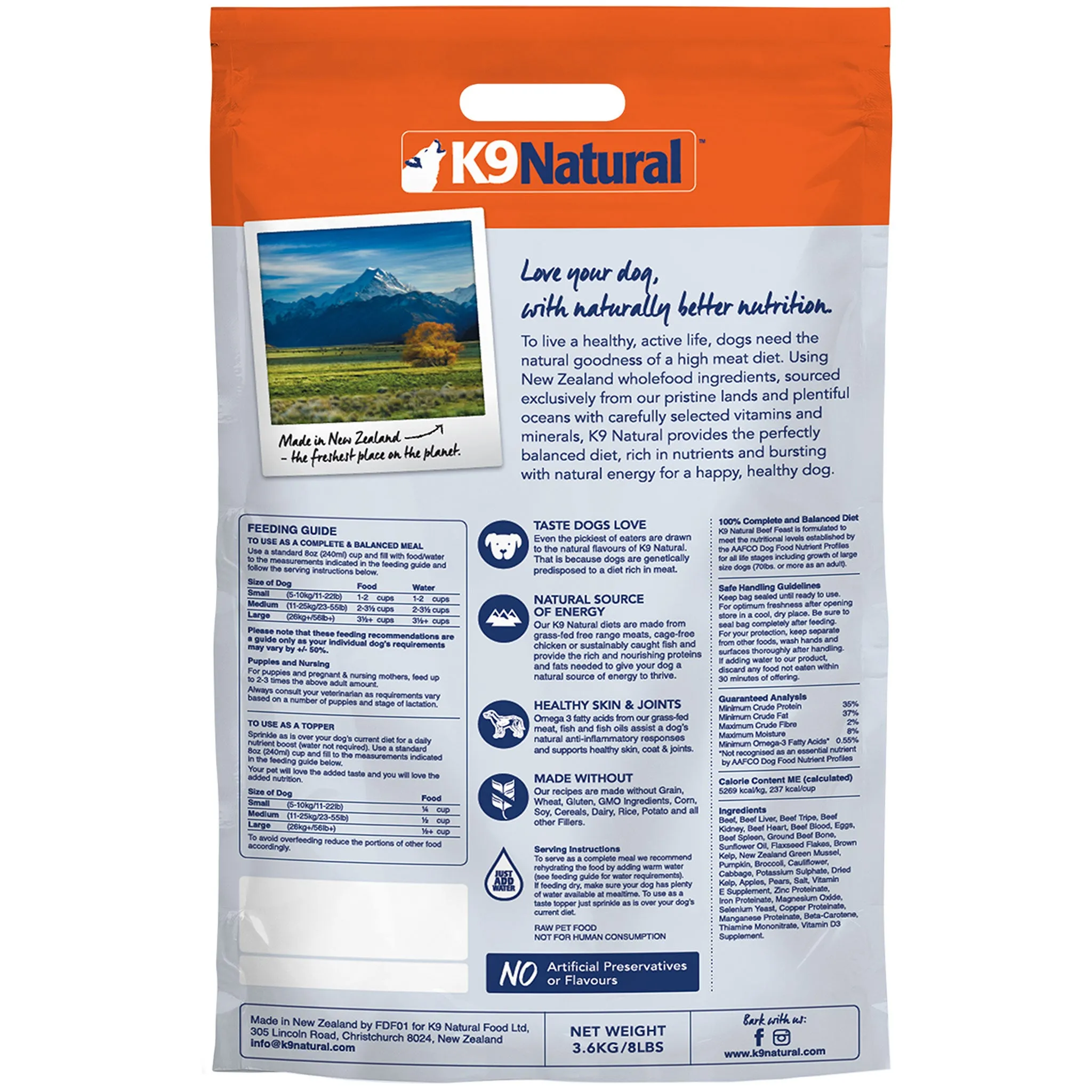 K9 Natural Freeze-Dried Beef Dog Food