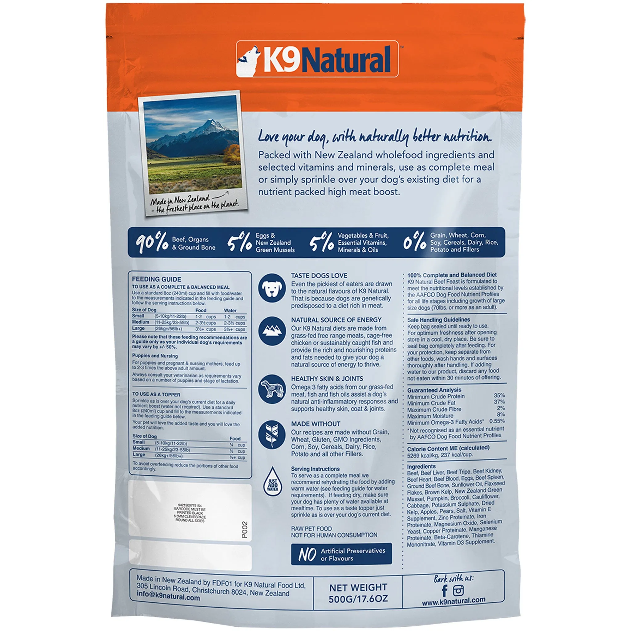 K9 Natural Freeze-Dried Beef Dog Food