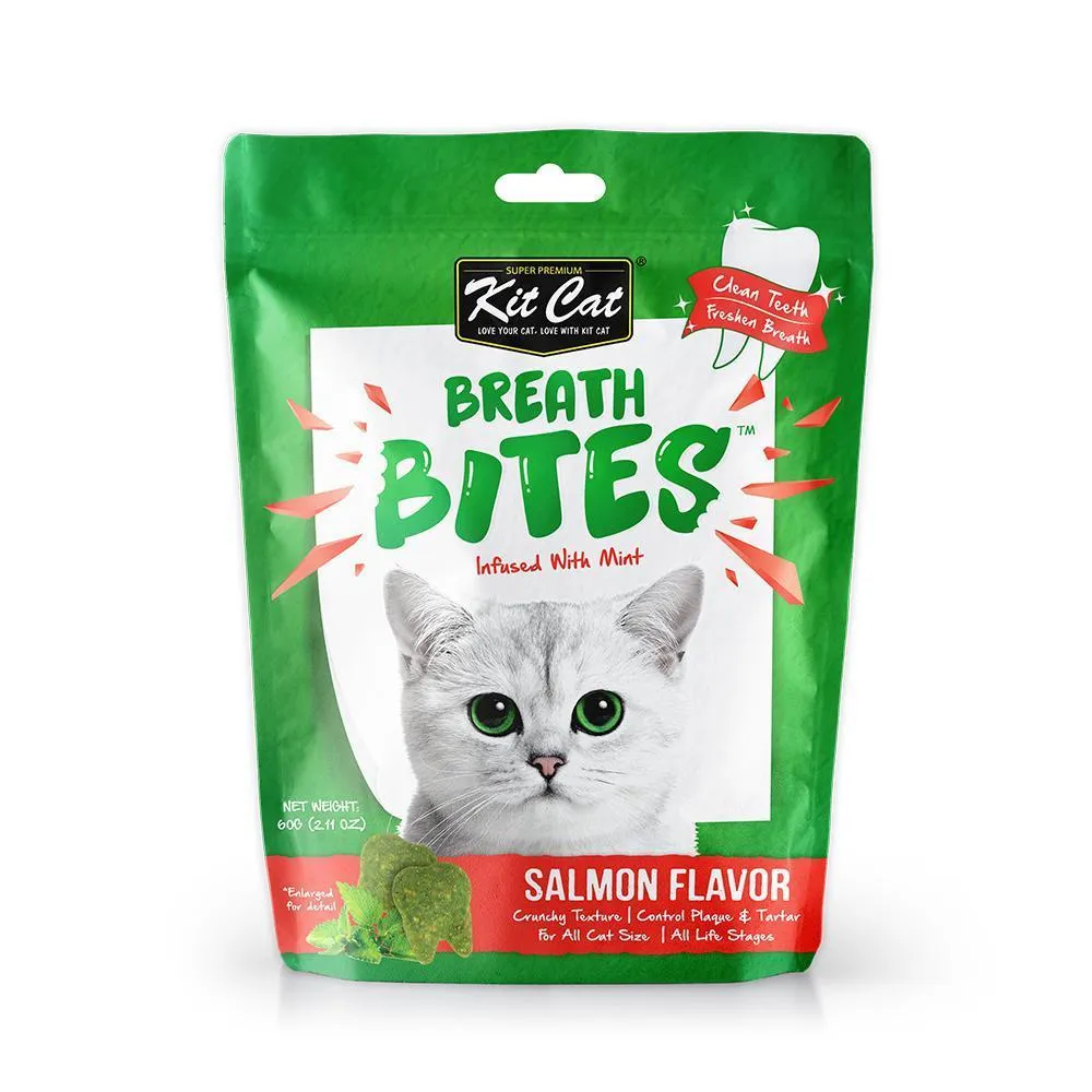 Kit Cat Breath Bites Salmon Flavour Dental Treats for Cats 60g