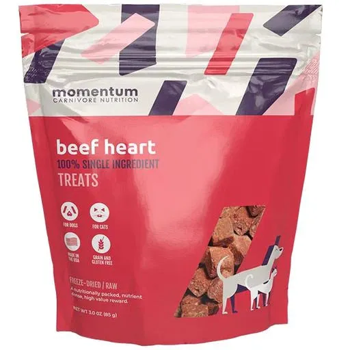 Momentum Freeze-Dried Beef Hearts 3-oz, Dog & Cat Treat