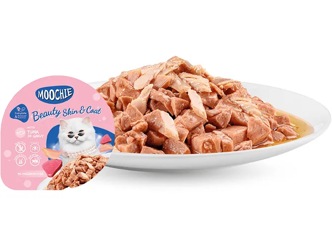 MOOCHIE MINCE WITH TUNA (BEATY SKIN & COAT)12x85g Cups