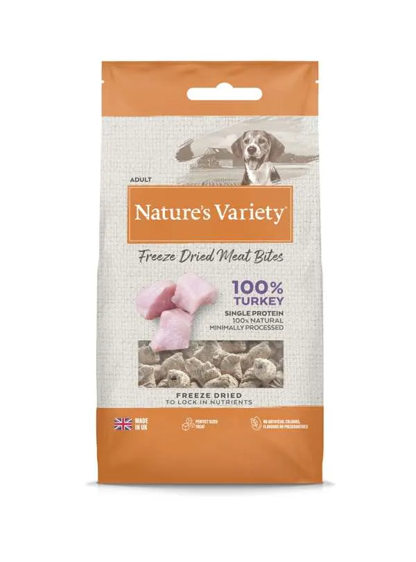 Natures Variety Freeze Dried Meat Bites Dog Turkey 20g