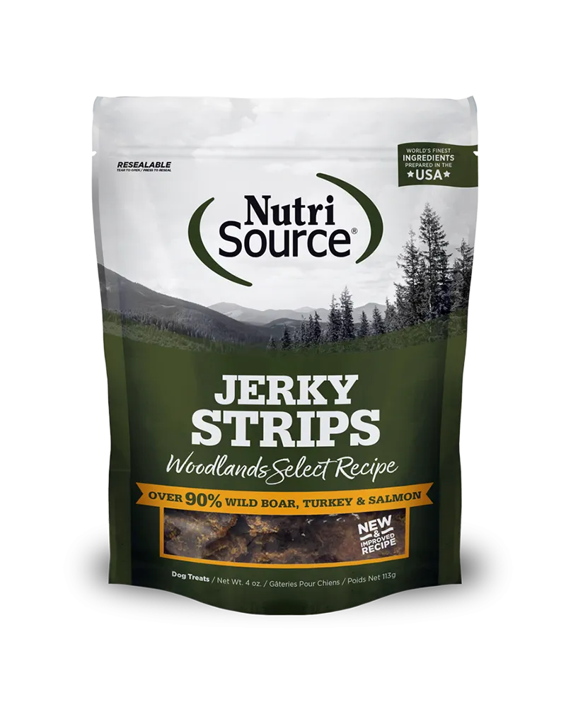 NutriSource Jerky Strips - Woodlands Select Dog Treats 4oz