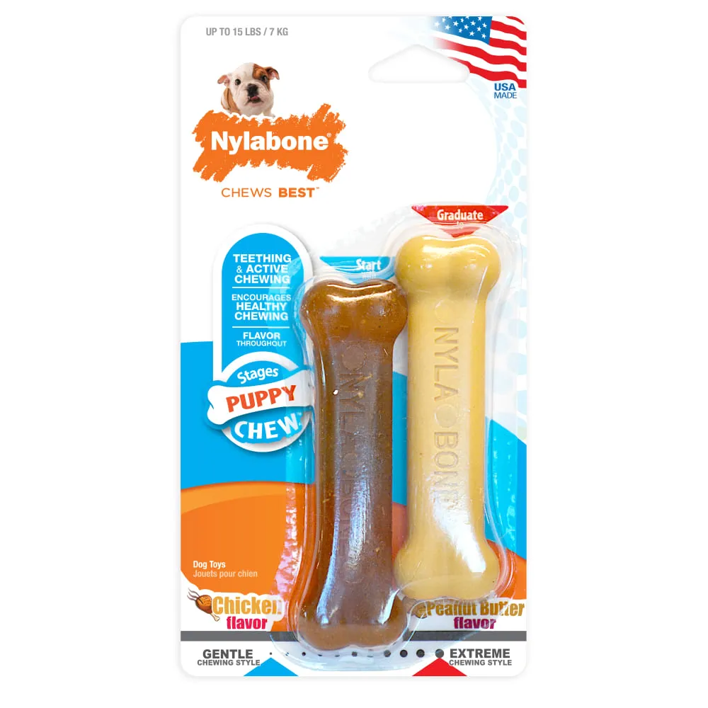 Nylabone Puppy Bone Variety Dog Toys Petite 2 Pack^^^