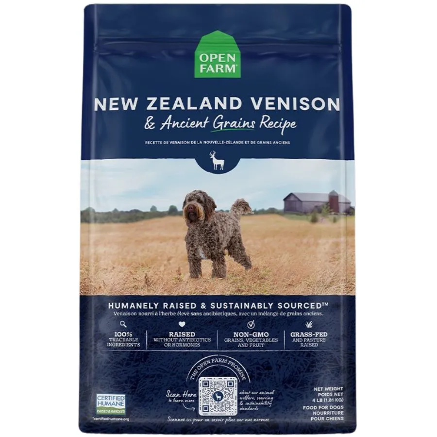 Open Farm New Zealand Venison & Ancient Grains Dry Dog Food 22lb