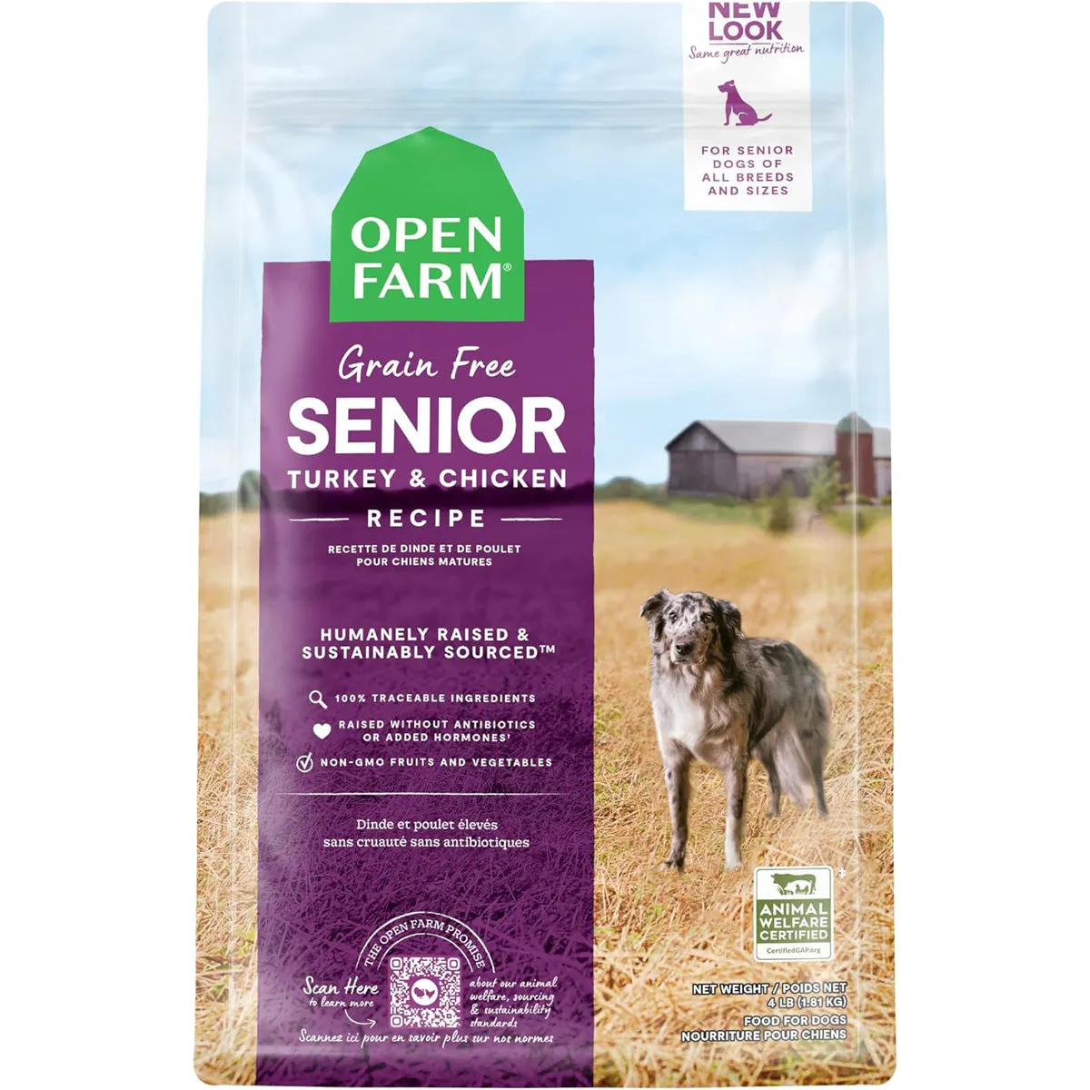 Open Farm Senior Grain-Free Dry Dog Food 4lb