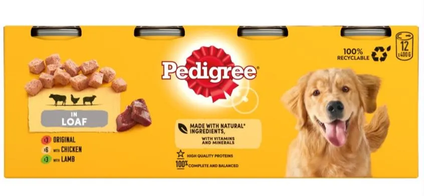 Pedigree Wet Dog Food Tins (Adult) 12pack 400g Loaf