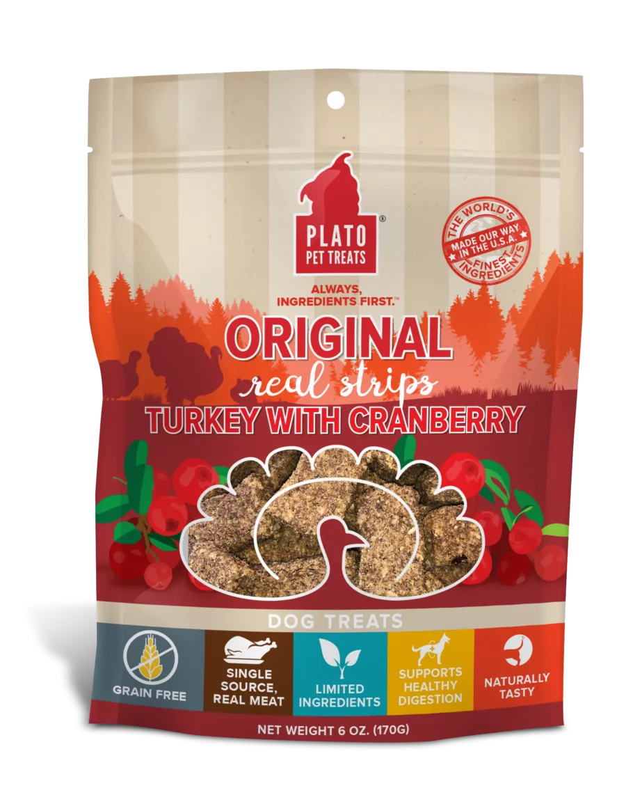 Plato Real Strips Turkey With Cranberry Meat Bar Dog Treats