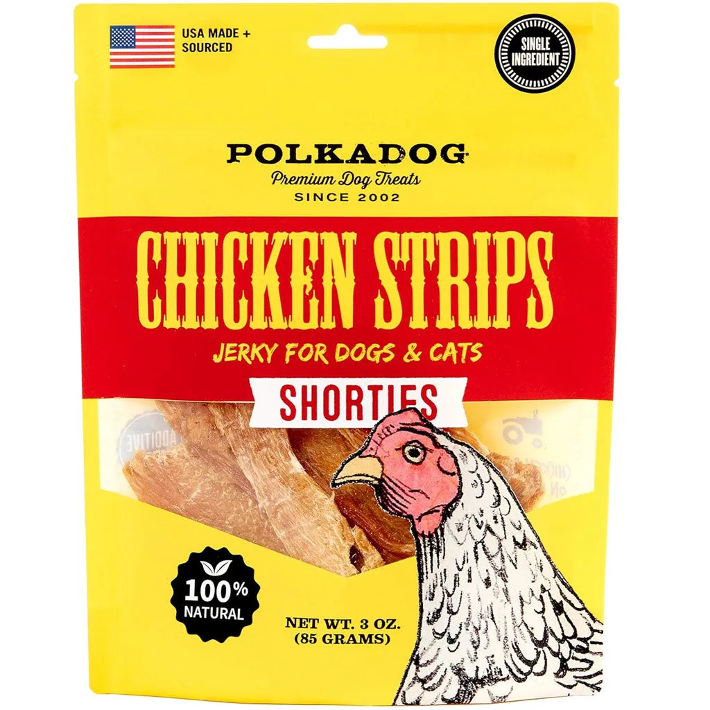 Polkadog Shorties Chicken Strips Jerky For Dogs & Cats, 3-oz