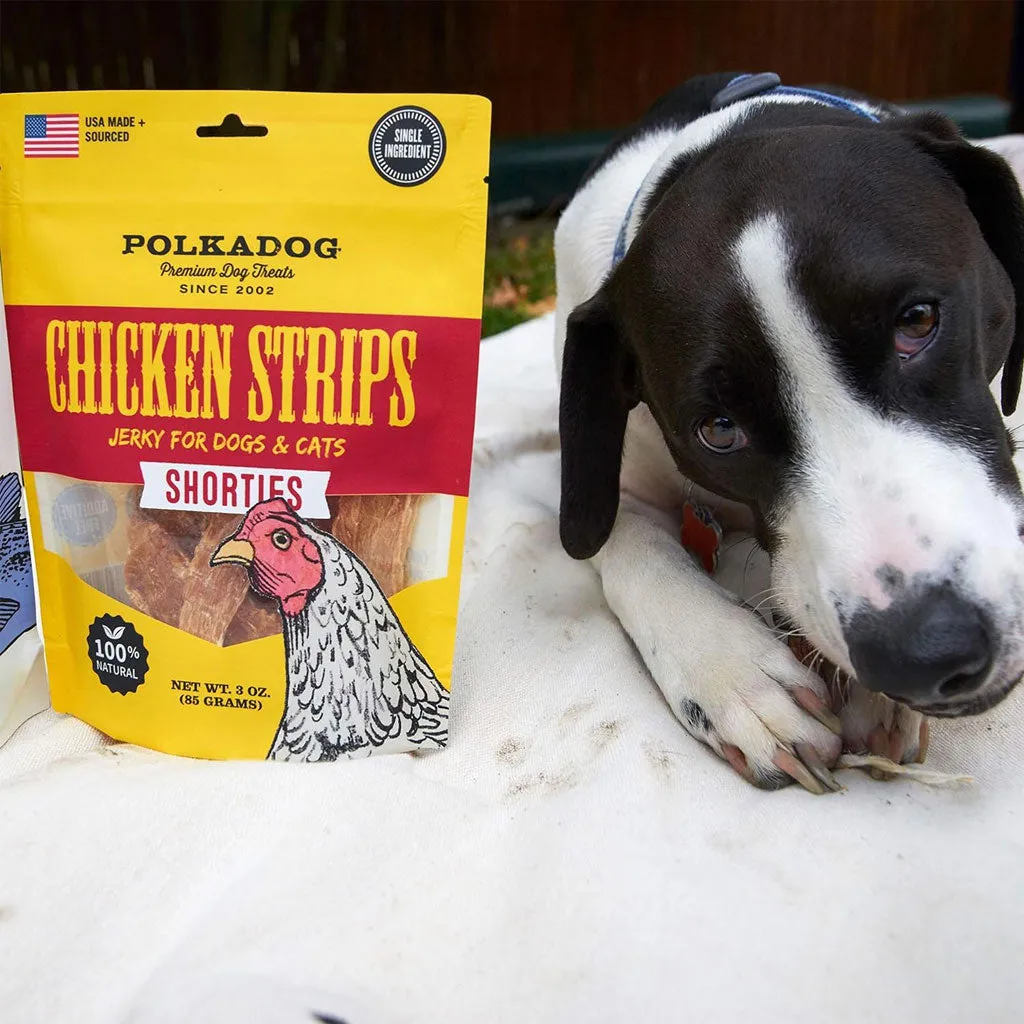 Polkadog Shorties Chicken Strips Jerky For Dogs & Cats, 3-oz