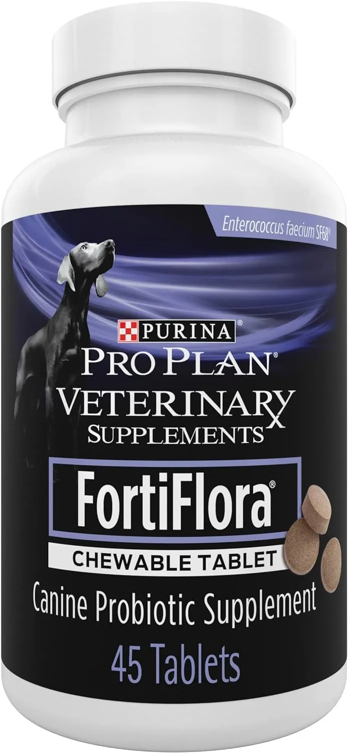 Purina Pro Plan Veterinary Supplements FortiFlora Chewable Dog Probiotic Supplement Tablets - 45ct Canister