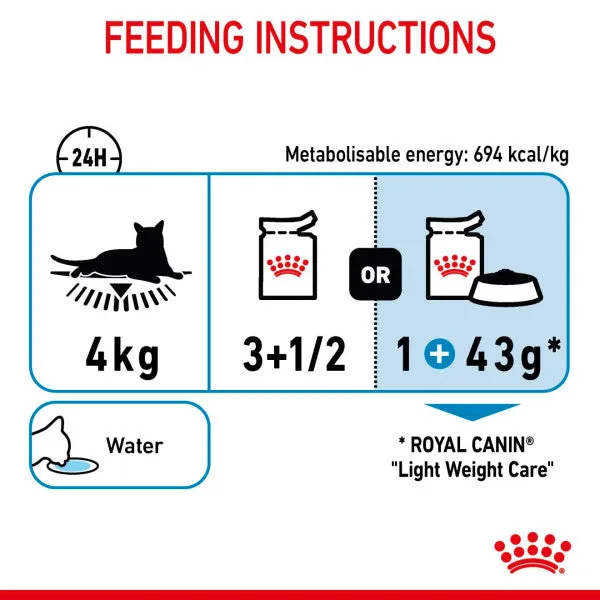 Royal Canin | Feline Health Nutrition | Wet Cat Food Pouch | Light Weight Care | Thin Slices in Gravy - 85g