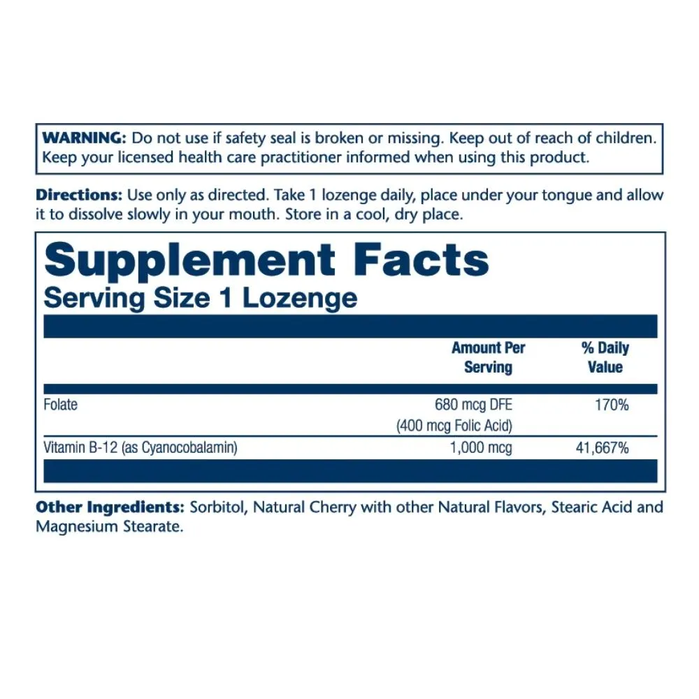 Solaray Vitamin B-12 1000mcg Cherry 90 Lozenges