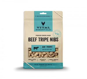 Vital Essentials Freeze Dried Beef Tripe Nibblets Grain Free Limited Ingredient Dog Treats