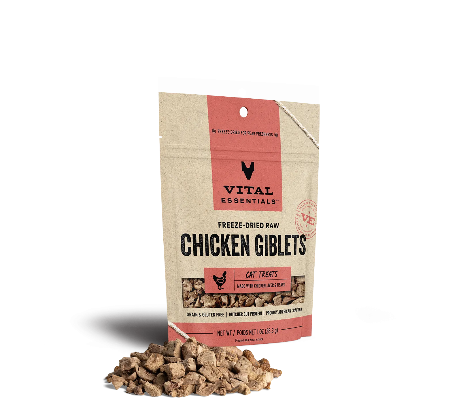 Vital Essentials freeze Dried Chicken Giblets for Cats 1oz