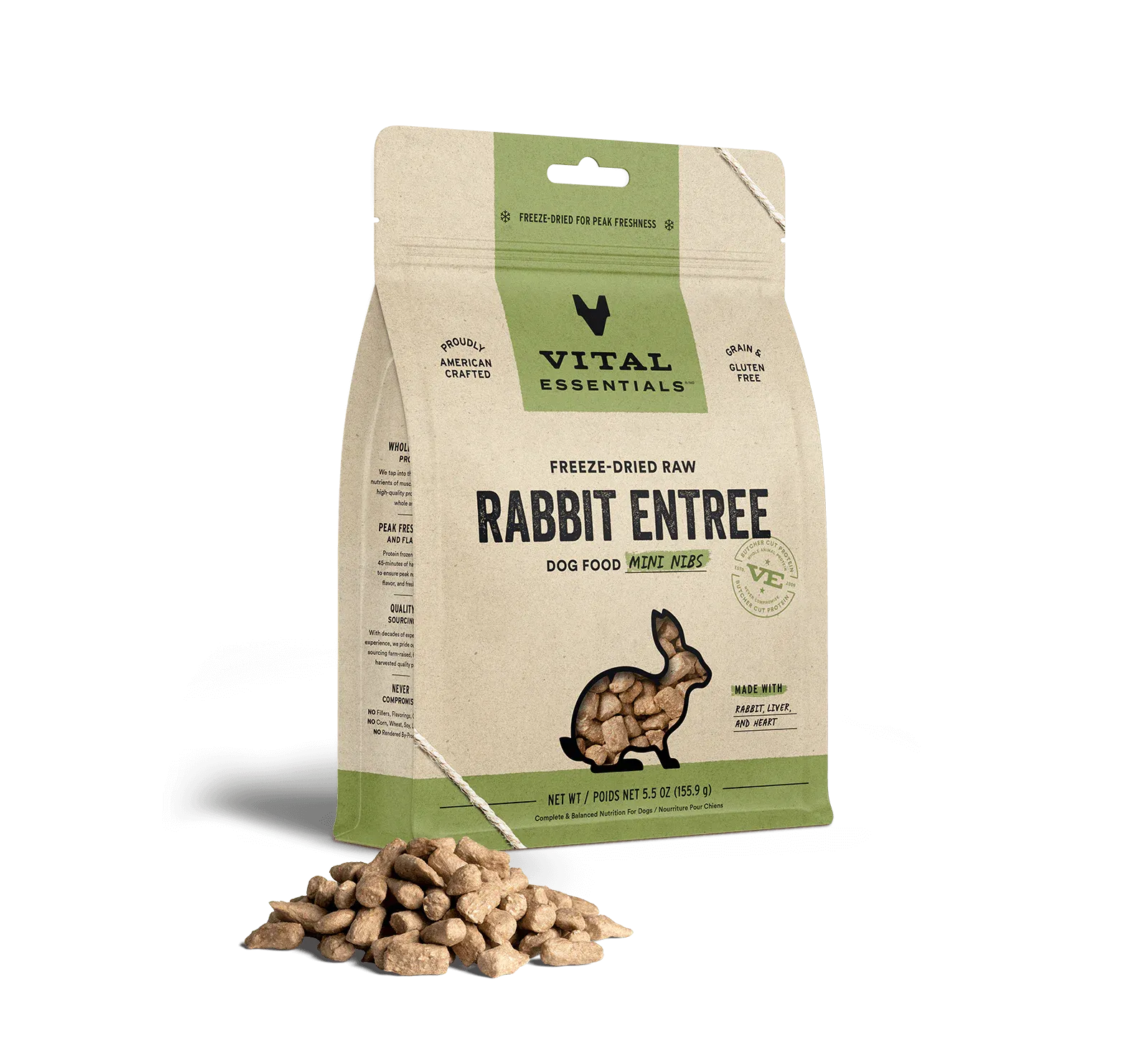 Vital Essentials Freeze Dried Rabbit  Entree 5.5 oz.