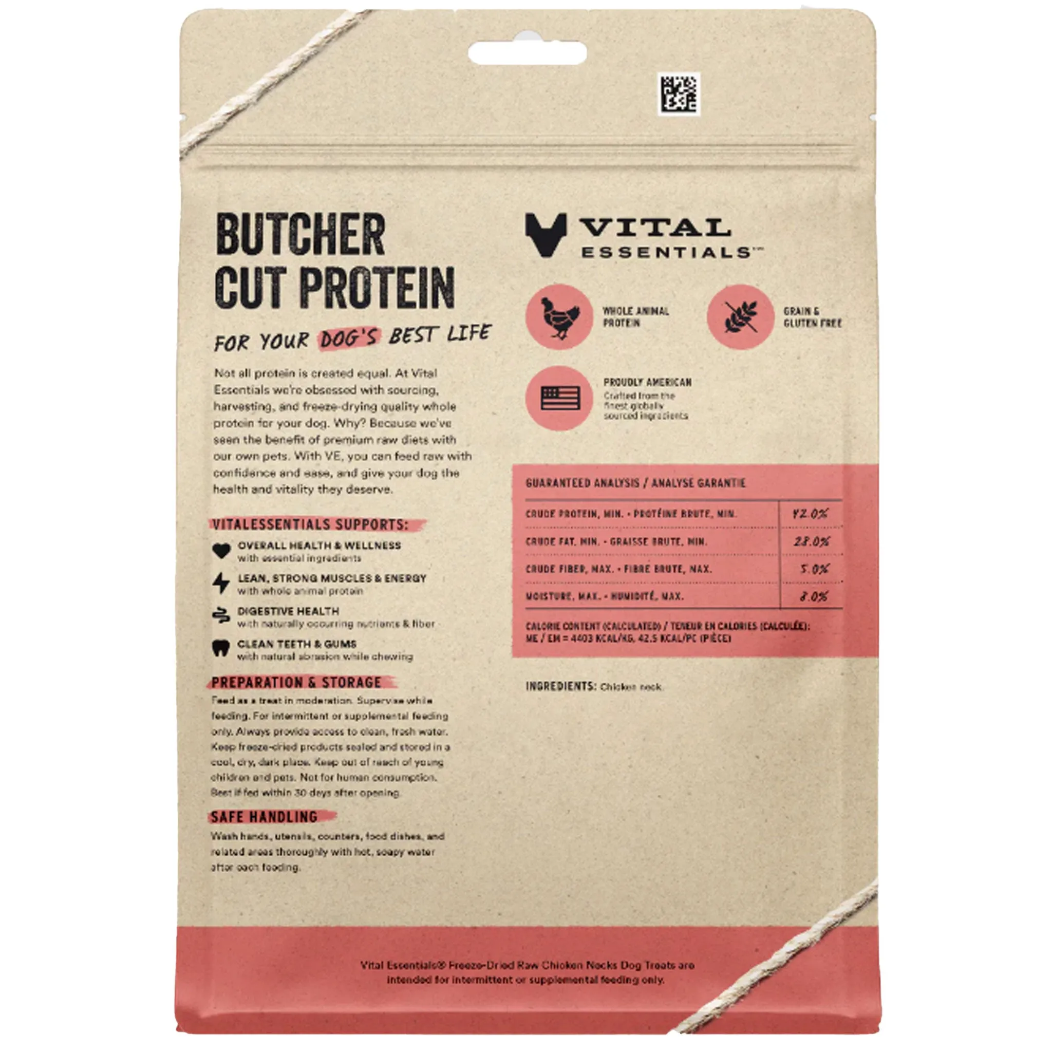 Vital Essentials Freeze-Dried Treat Dog Chicken Necks 9 oz