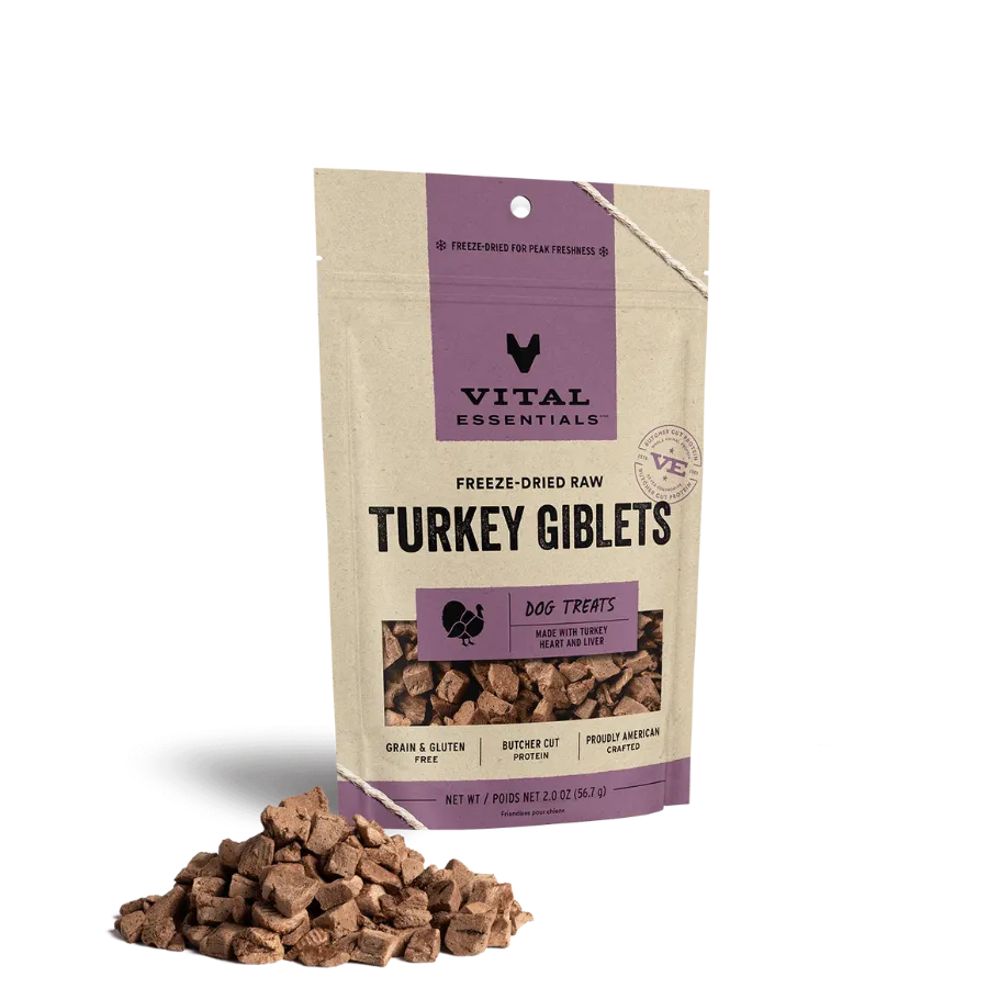 Vital Essentials Freeze-Dried Turkey Giblets Dog Treats 2 oz