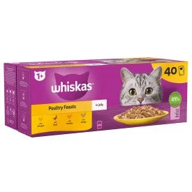 Whiskas Pouch 1  Poultry Favourites in Jelly 40 x 85g MEGA Pack