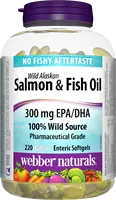 Wild Alaskan Salmon & Fish Oil, 300 EPA/DHA, 300 mg, 220 clear enteric softgels